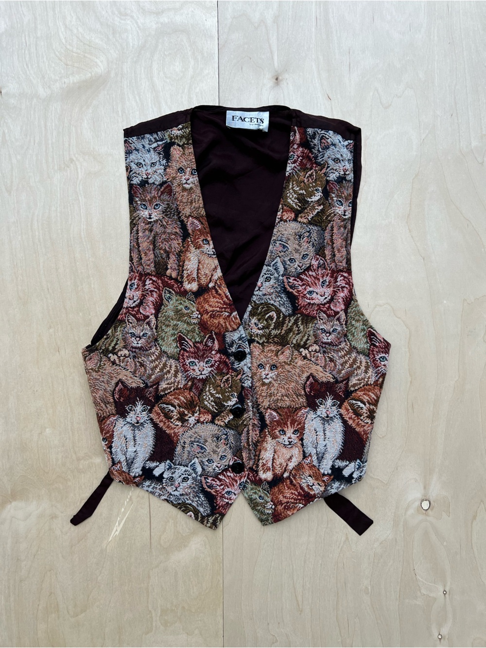 vintage cat tapestry vest